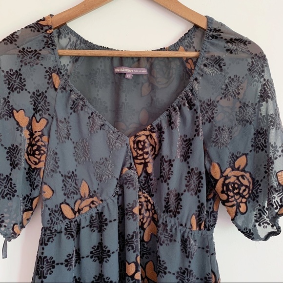 Hale Bob Gold & Craft Burnout Floral Tunic Blouse XS Grey - Picture 2 of 7